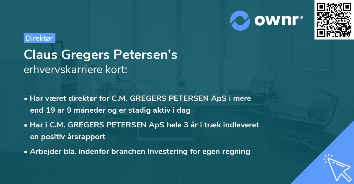 Claus Gregers Petersen's erhvervskarriere kort