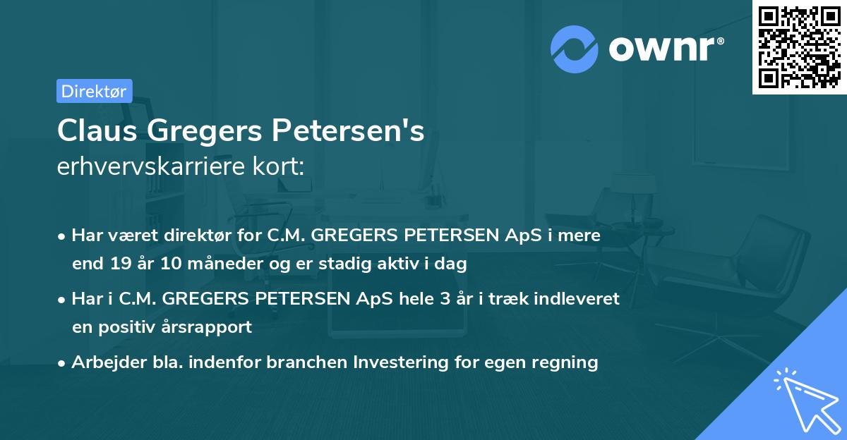 Claus Gregers Petersen's erhvervskarriere kort