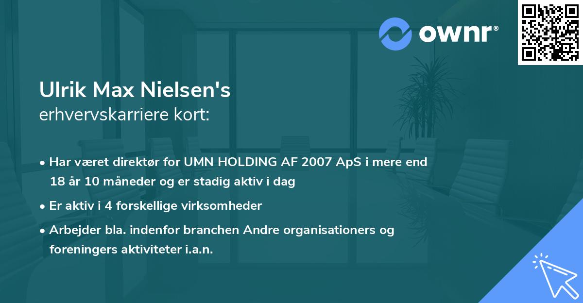 Ulrik Max Nielsen's erhvervskarriere kort