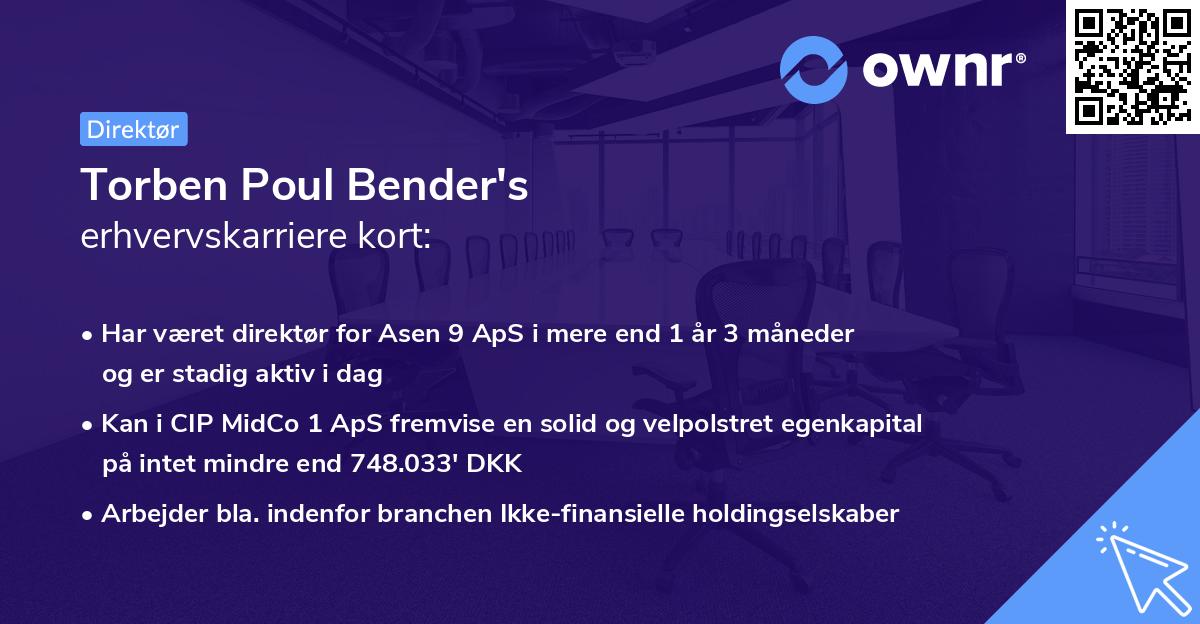 Torben Poul Bender's erhvervskarriere kort