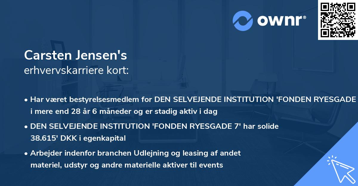 Carsten Jensen's erhvervskarriere kort