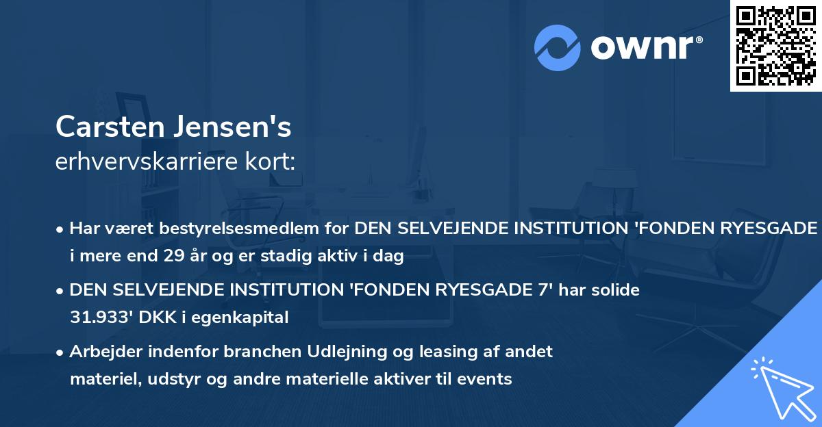 Carsten Jensen's erhvervskarriere kort