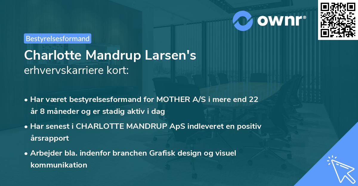 Charlotte Mandrup Larsen's erhvervskarriere kort