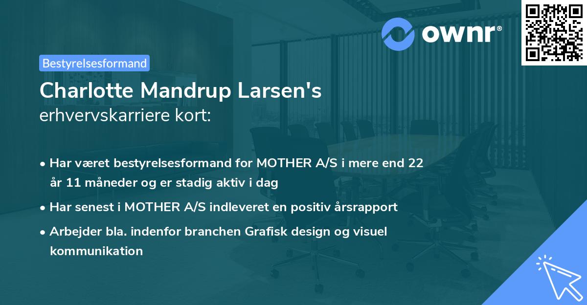 Charlotte Mandrup Larsen's erhvervskarriere kort