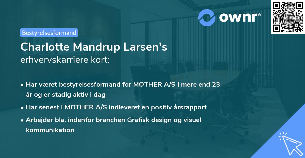 Charlotte Mandrup Larsen's erhvervskarriere kort