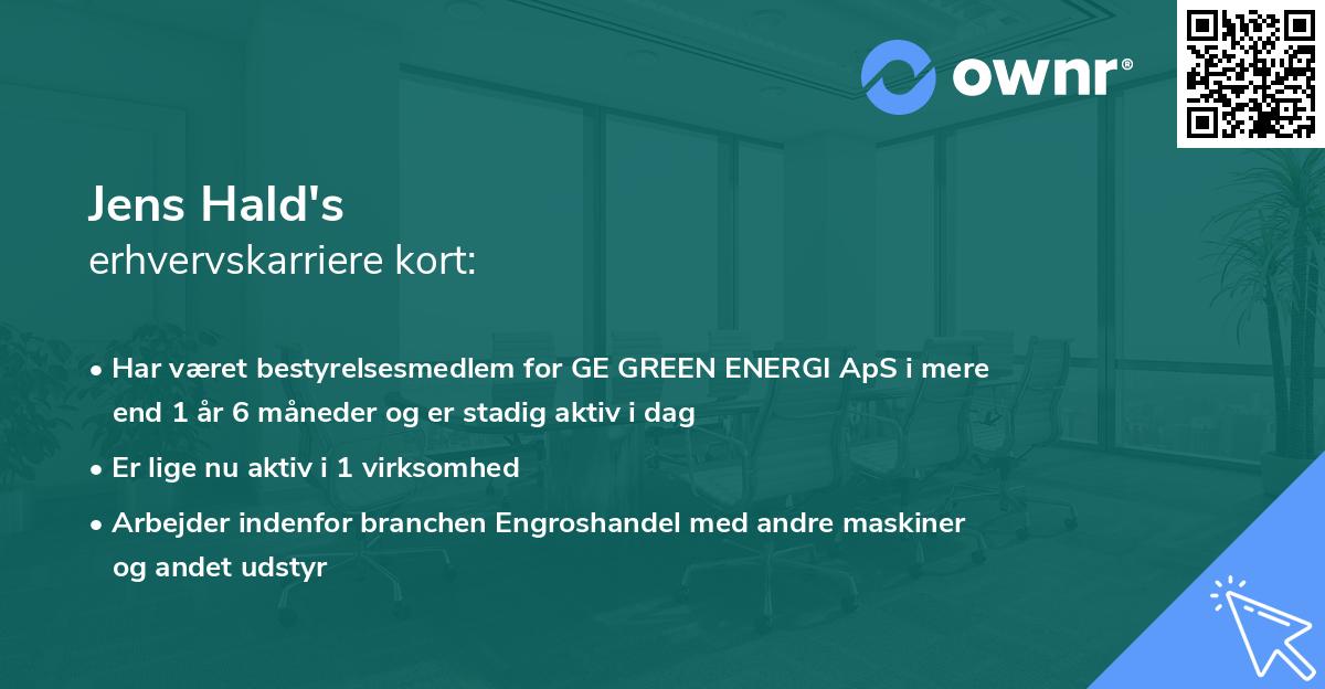 Jens Hald's erhvervskarriere kort