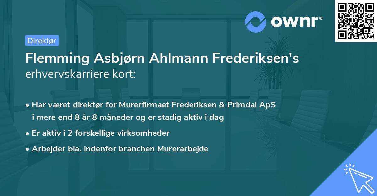 Flemming Asbjørn Ahlmann Frederiksen's erhvervskarriere kort