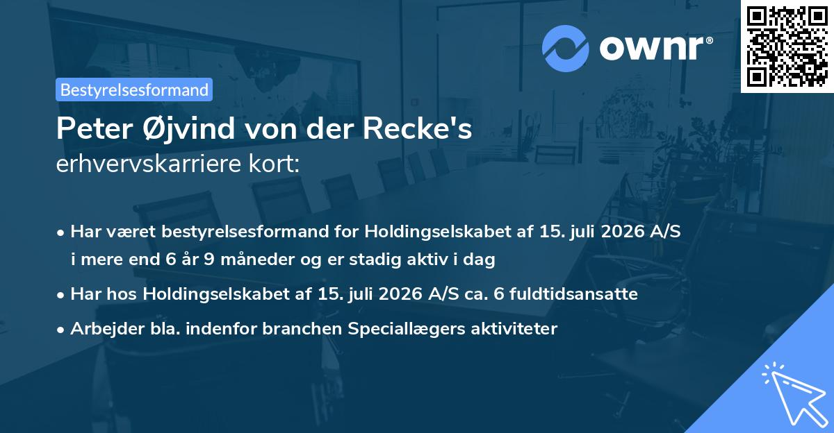 Peter Øjvind von der Recke's erhvervskarriere kort