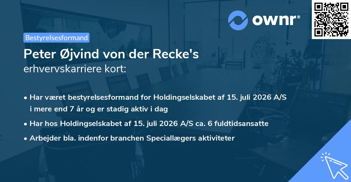 Peter Øjvind von der Recke's erhvervskarriere kort