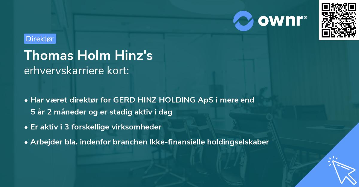 Thomas Holm Hinz's erhvervskarriere kort