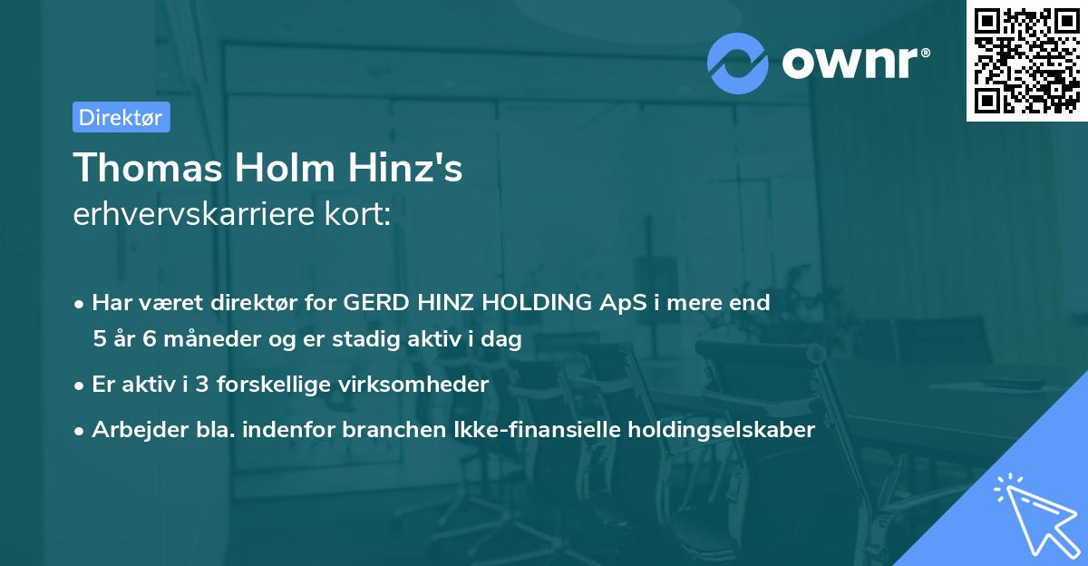 Thomas Holm Hinz's erhvervskarriere kort