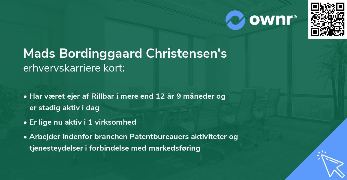 Mads Bordinggaard Christensen's erhvervskarriere kort