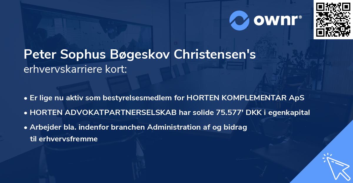 Peter Sophus Bøgeskov Christensen's erhvervskarriere kort