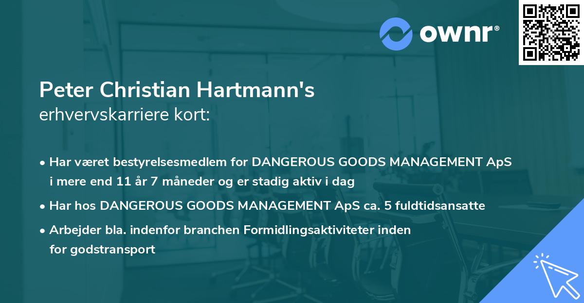 Peter Christian Hartmann's erhvervskarriere kort