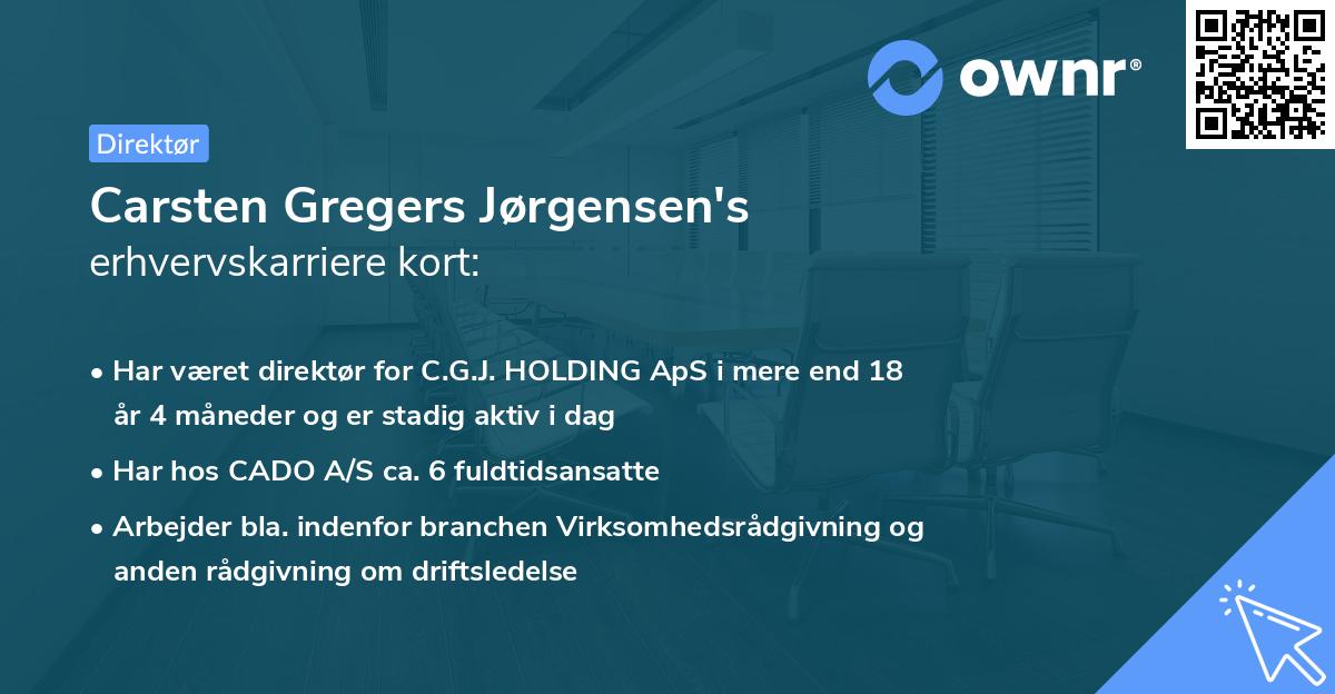 Carsten Gregers Jørgensen's erhvervskarriere kort