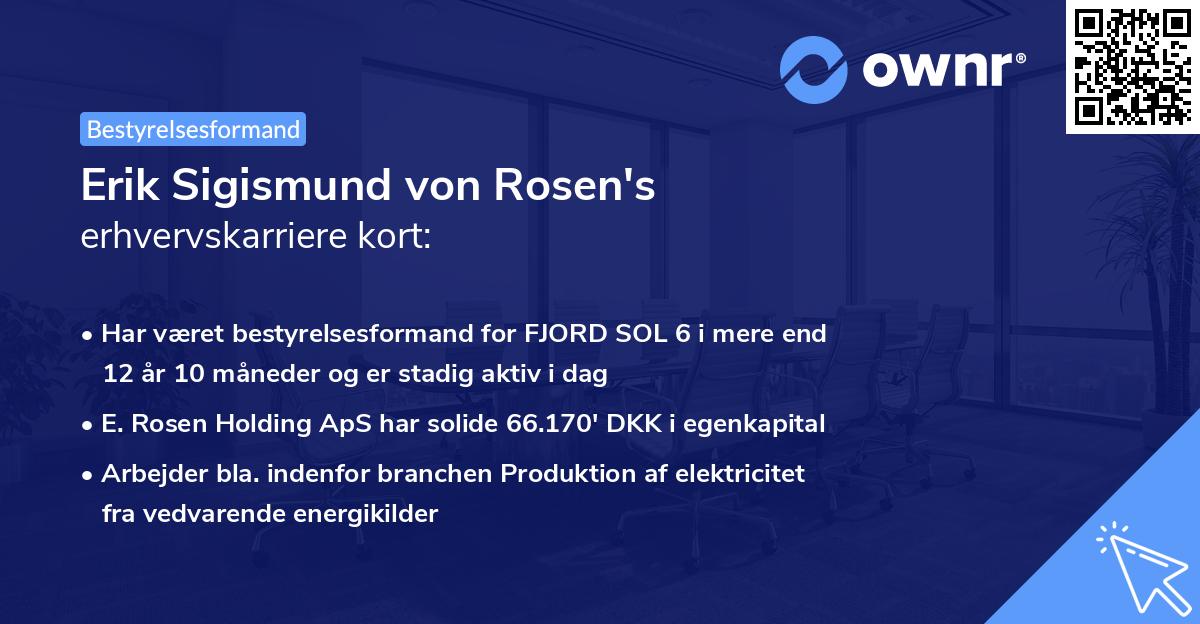 Erik Sigismund von Rosen's erhvervskarriere kort