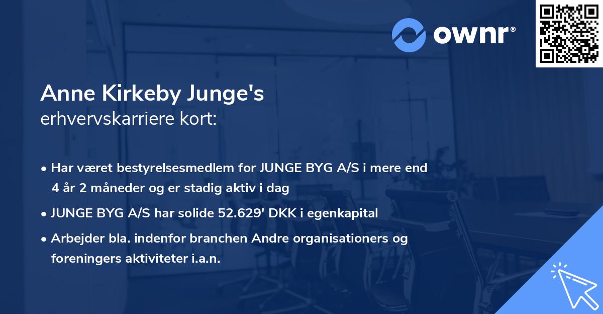 Anne Kirkeby Junge's erhvervskarriere kort