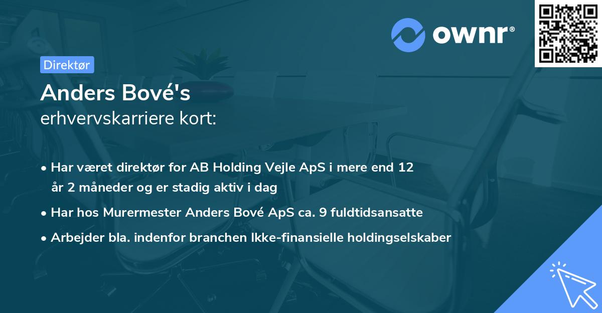 Anders Bové's erhvervskarriere kort