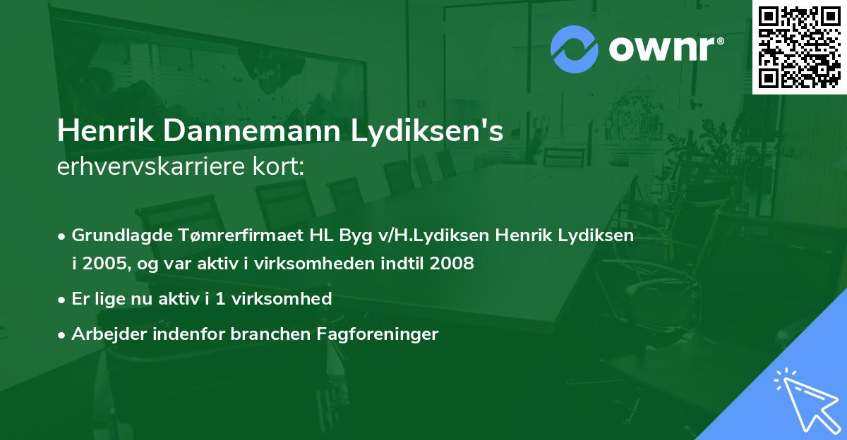 Henrik Dannemann Lydiksen's erhvervskarriere kort