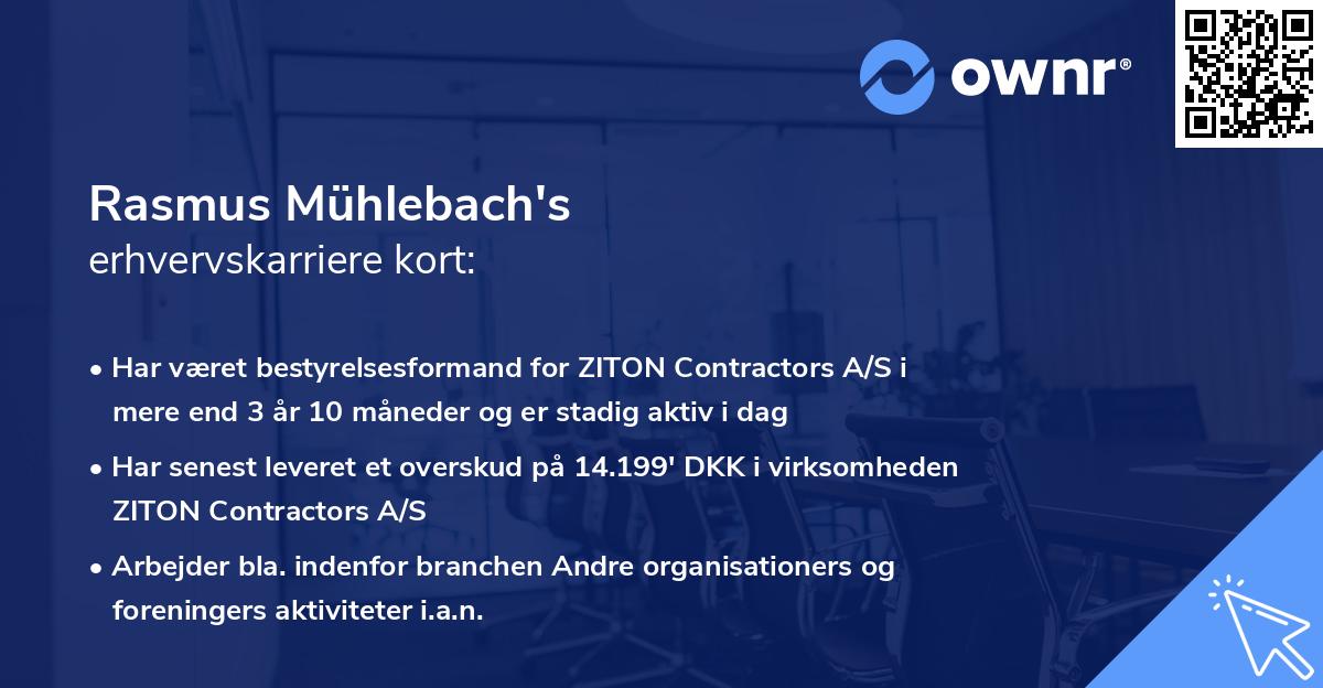Rasmus Mühlebach's erhvervskarriere kort