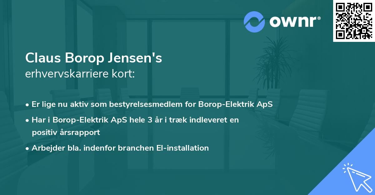 Claus Borop Jensen's erhvervskarriere kort