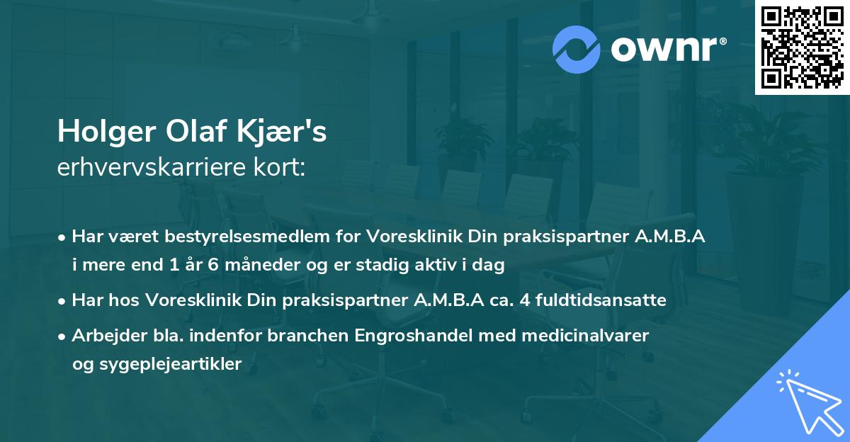 Holger Olaf Kjær's erhvervskarriere kort