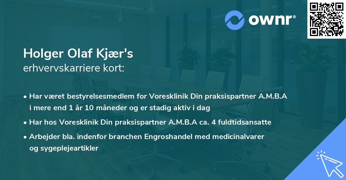 Holger Olaf Kjær's erhvervskarriere kort