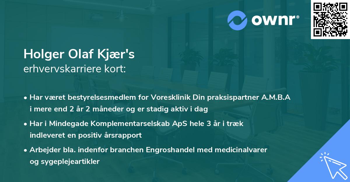 Holger Olaf Kjær's erhvervskarriere kort