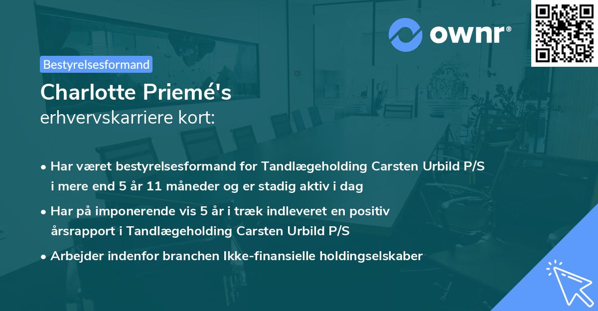 Charlotte Priemé's erhvervskarriere kort