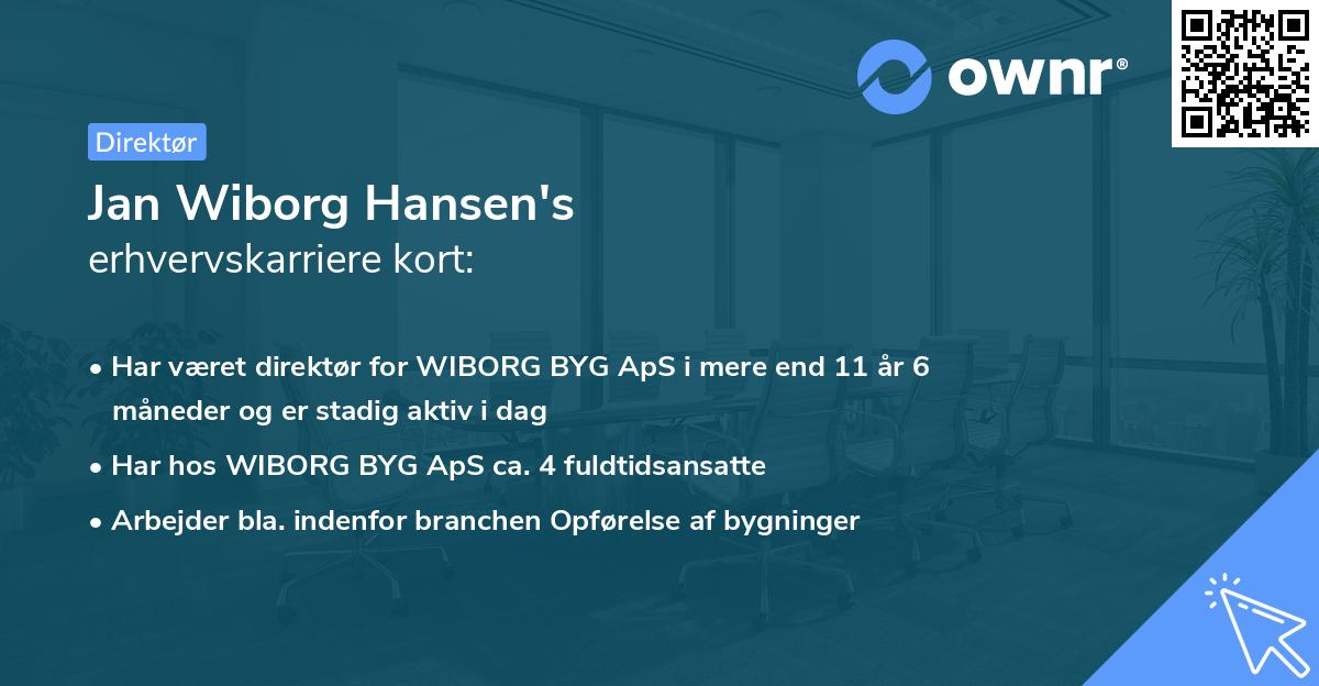 Jan Wiborg Hansen's erhvervskarriere kort