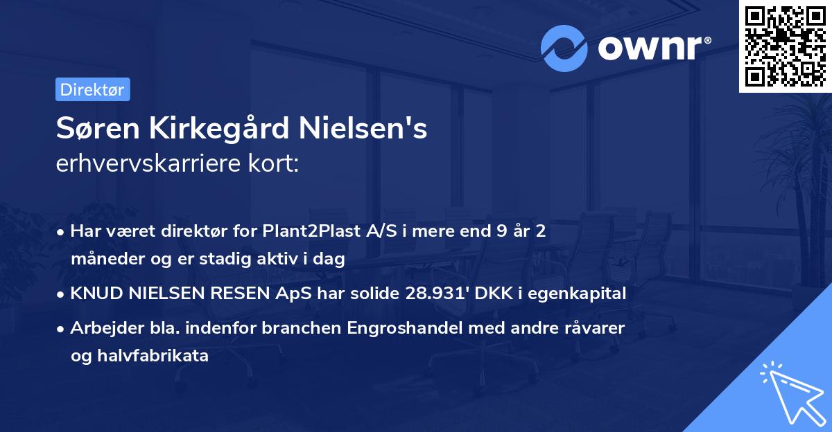 Søren Kirkegård Nielsen's erhvervskarriere kort