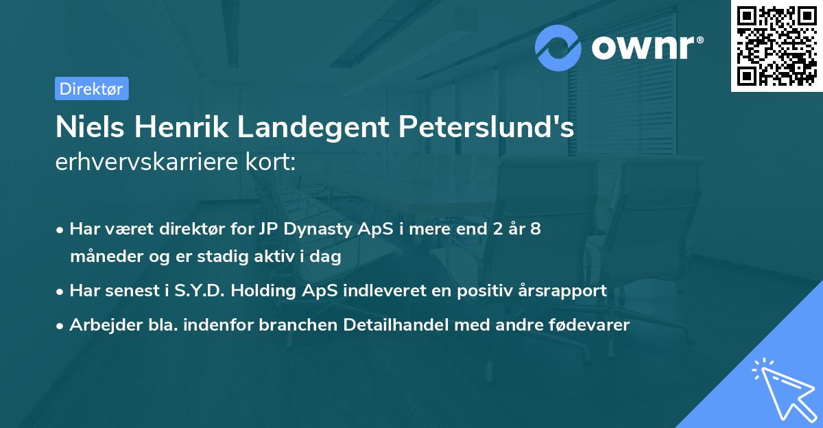 Niels Henrik Landegent Peterslund's erhvervskarriere kort