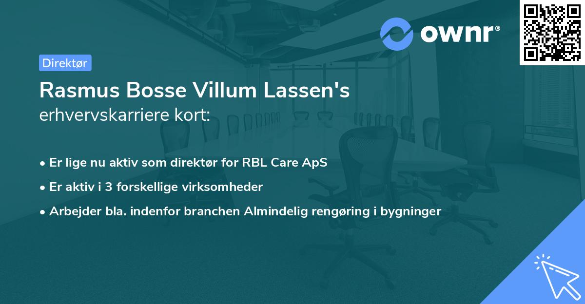 Rasmus Bosse Villum Lassen's erhvervskarriere kort