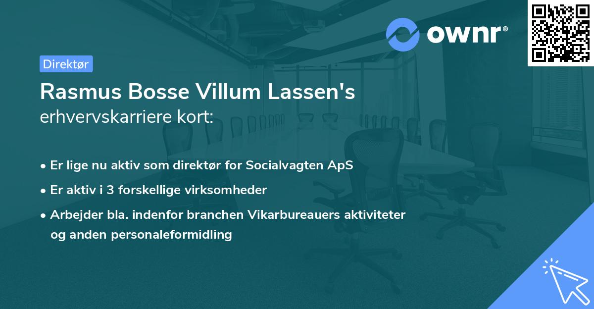 Rasmus Bosse Villum Lassen's erhvervskarriere kort