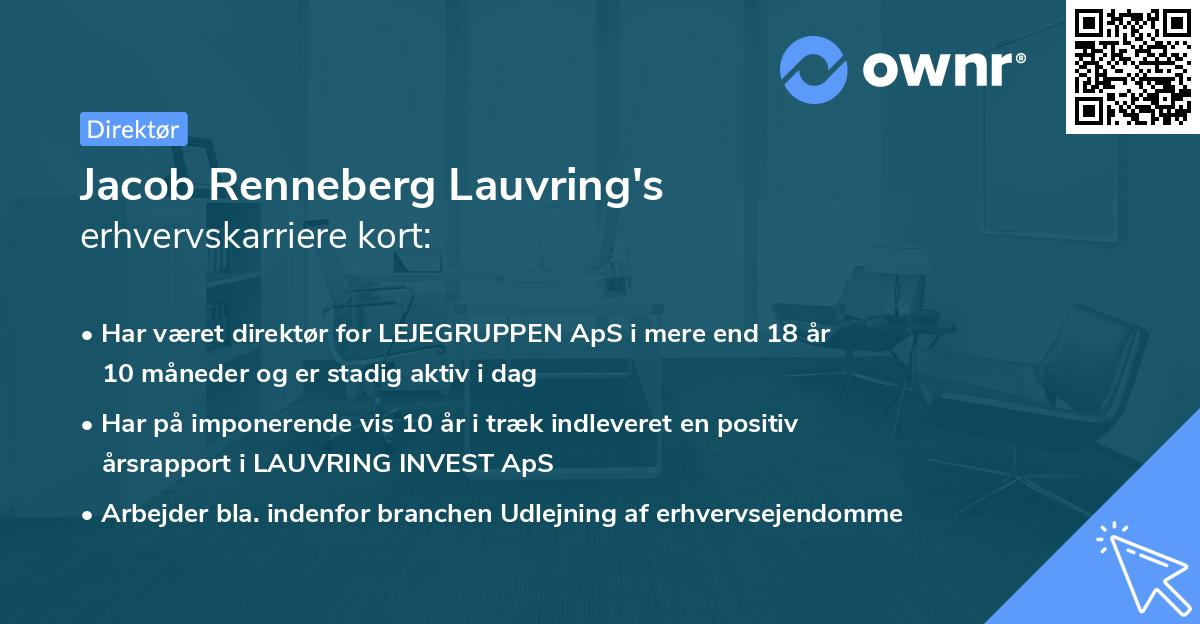 Jacob Renneberg Lauvring's erhvervskarriere kort