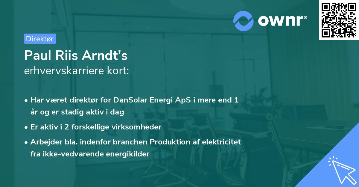 Paul Riis Arndt's erhvervskarriere kort