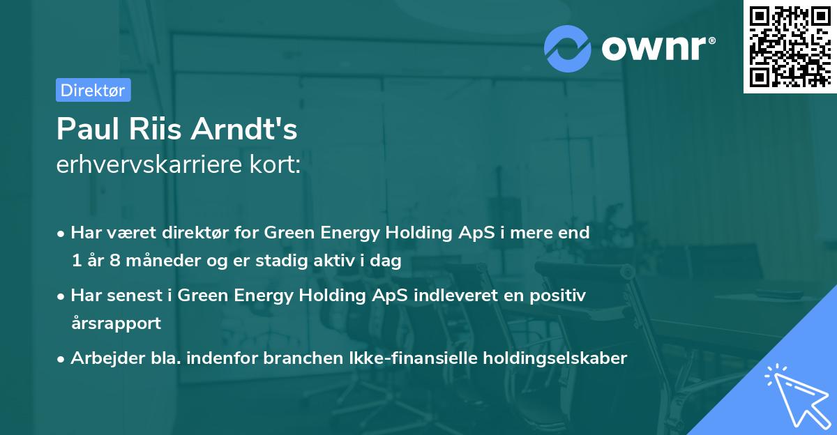 Paul Riis Arndt's erhvervskarriere kort