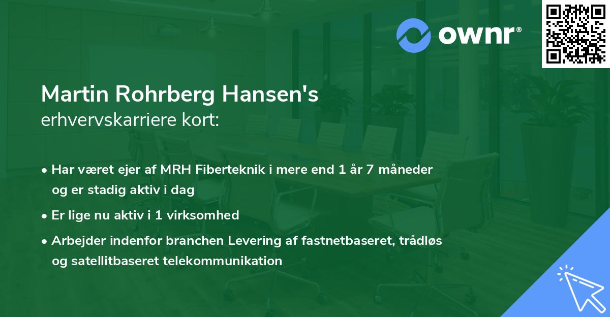 Martin Rohrberg Hansen's erhvervskarriere kort