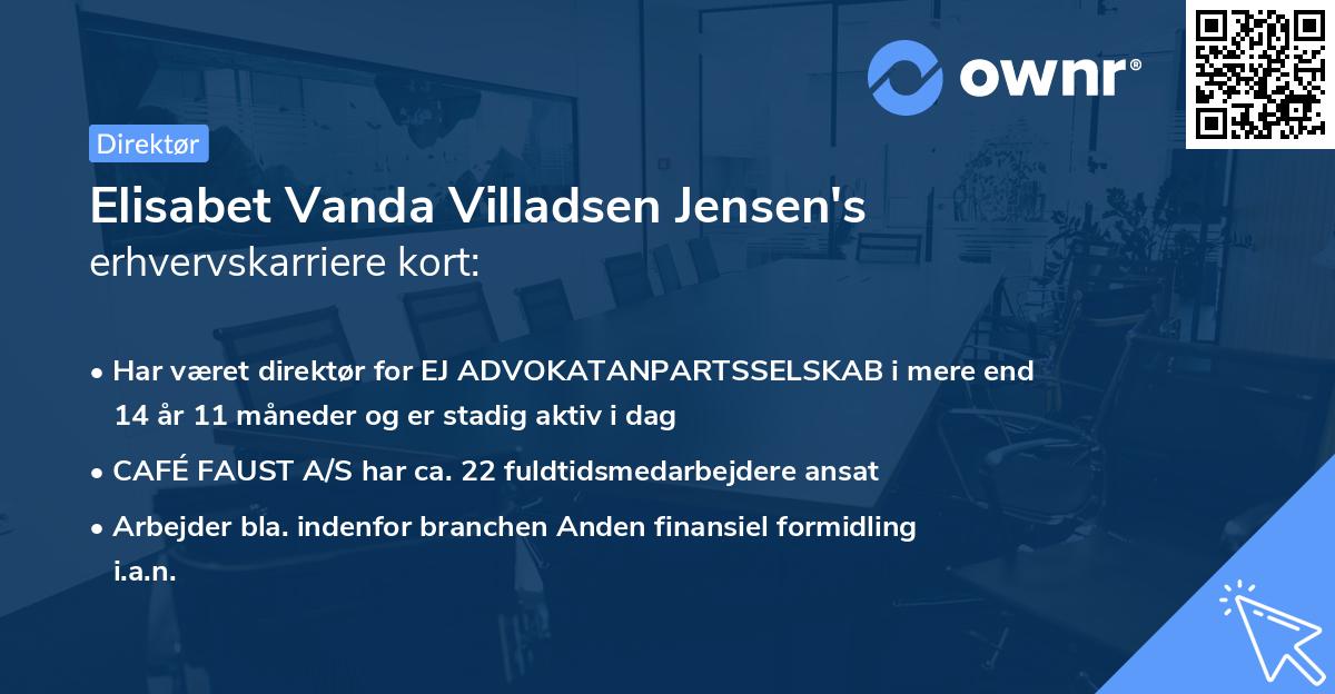 Elisabet Vanda Villadsen Jensen's erhvervskarriere kort