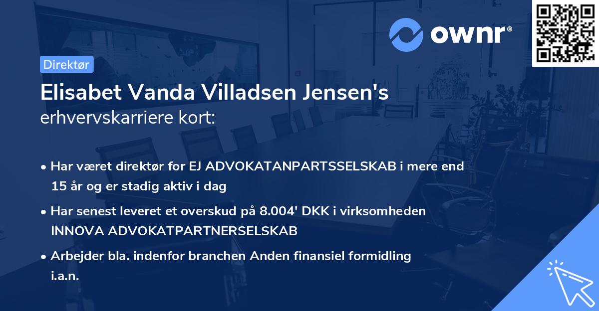 Elisabet Vanda Villadsen Jensen's erhvervskarriere kort