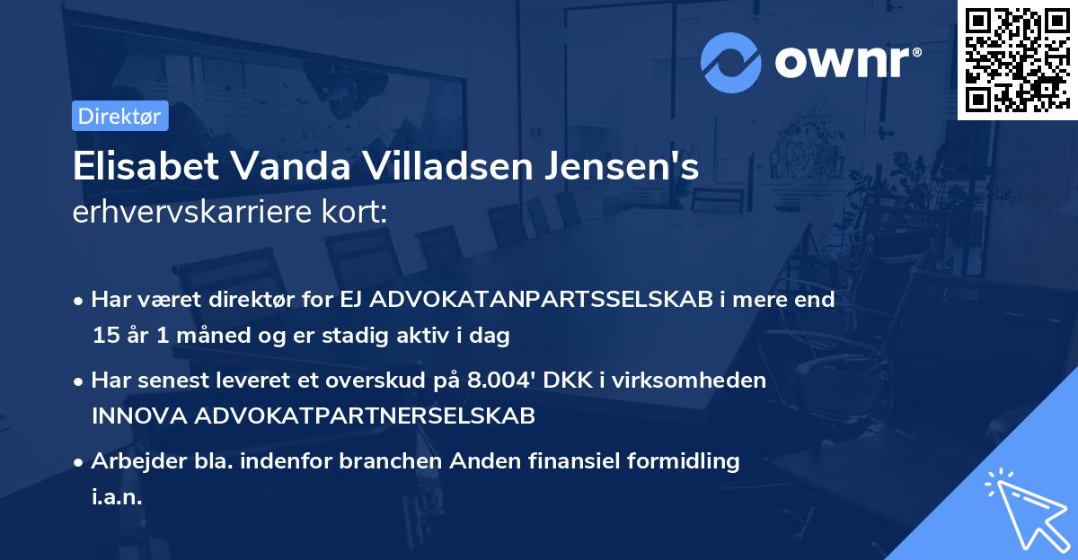 Elisabet Vanda Villadsen Jensen's erhvervskarriere kort