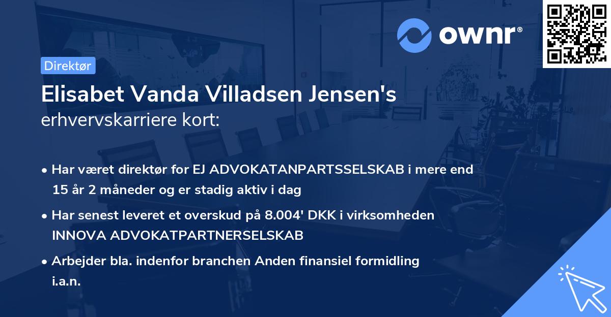 Elisabet Vanda Villadsen Jensen's erhvervskarriere kort