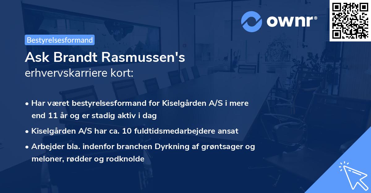 Ask Brandt Rasmussen's erhvervskarriere kort