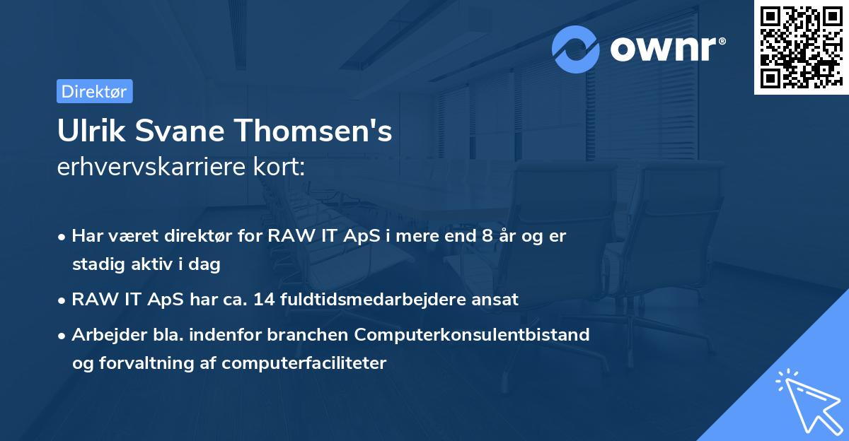 Ulrik Svane Thomsen's erhvervskarriere kort
