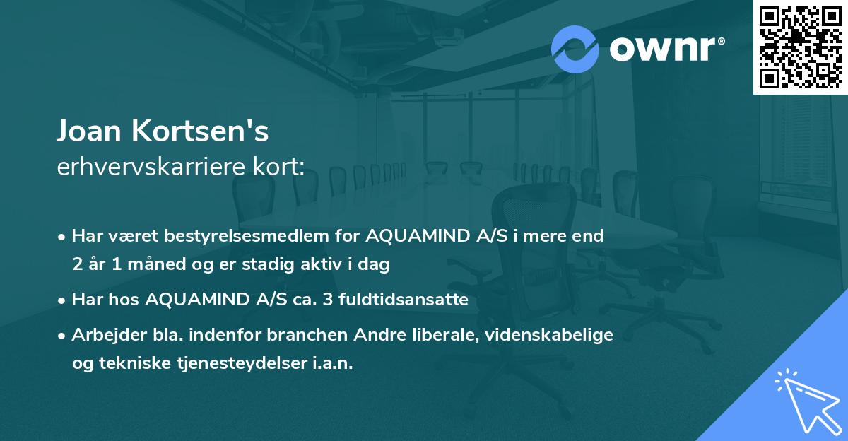 Joan Kortsen's erhvervskarriere kort