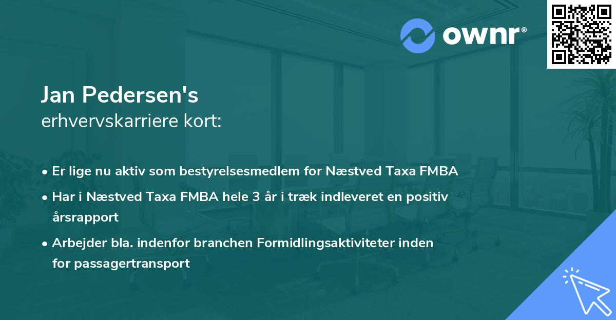 Jan Pedersen's erhvervskarriere kort