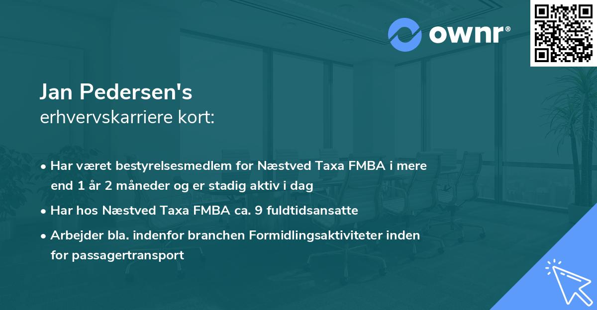 Jan Pedersen's erhvervskarriere kort