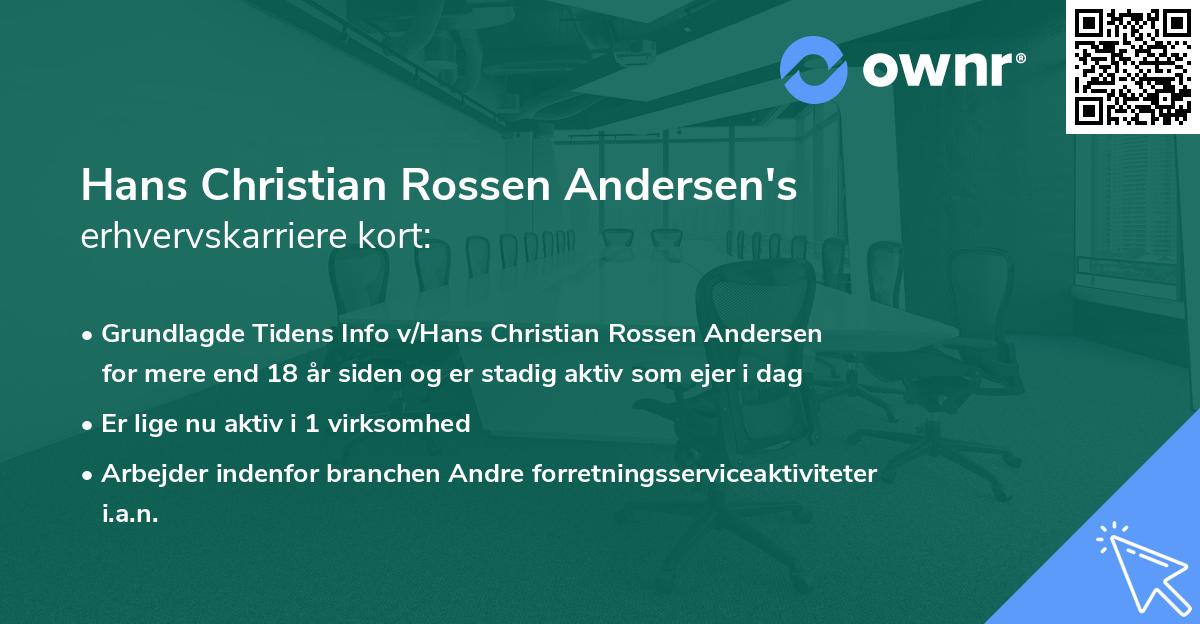 Hans Christian Rossen Andersen's erhvervskarriere kort