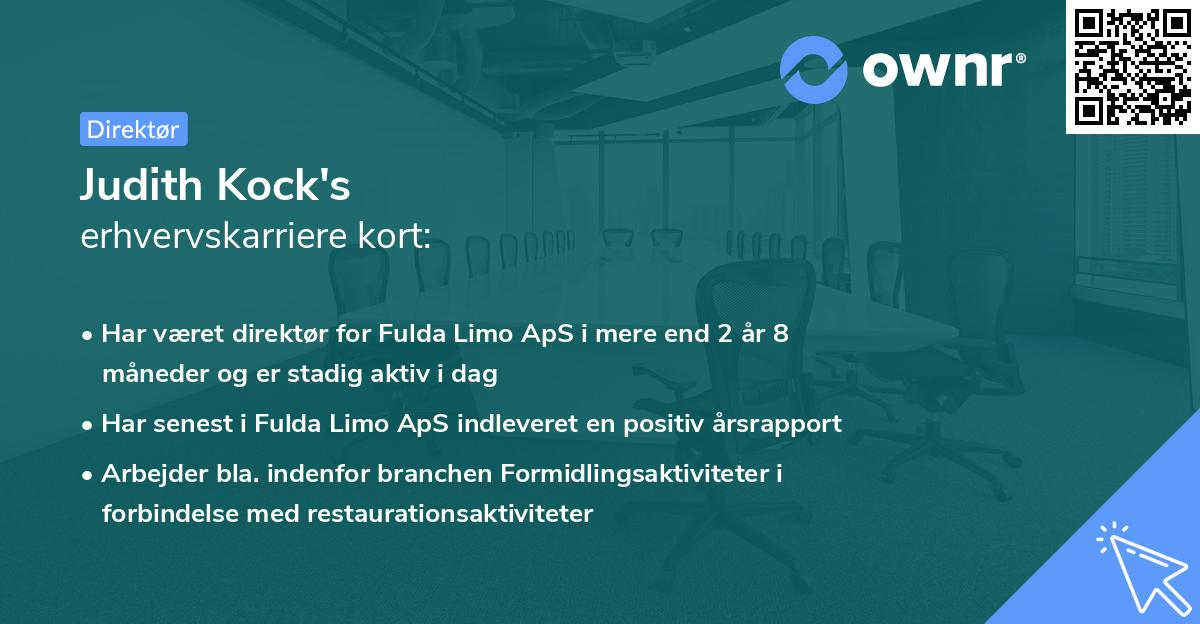 Judith Kock's erhvervskarriere kort