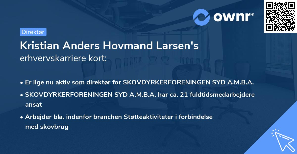 Kristian Anders Hovmand Larsen's erhvervskarriere kort